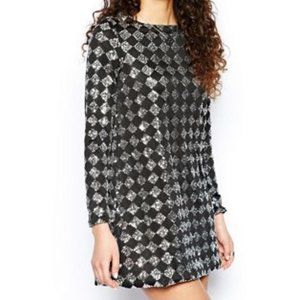 Black and Silver Sequin Dress